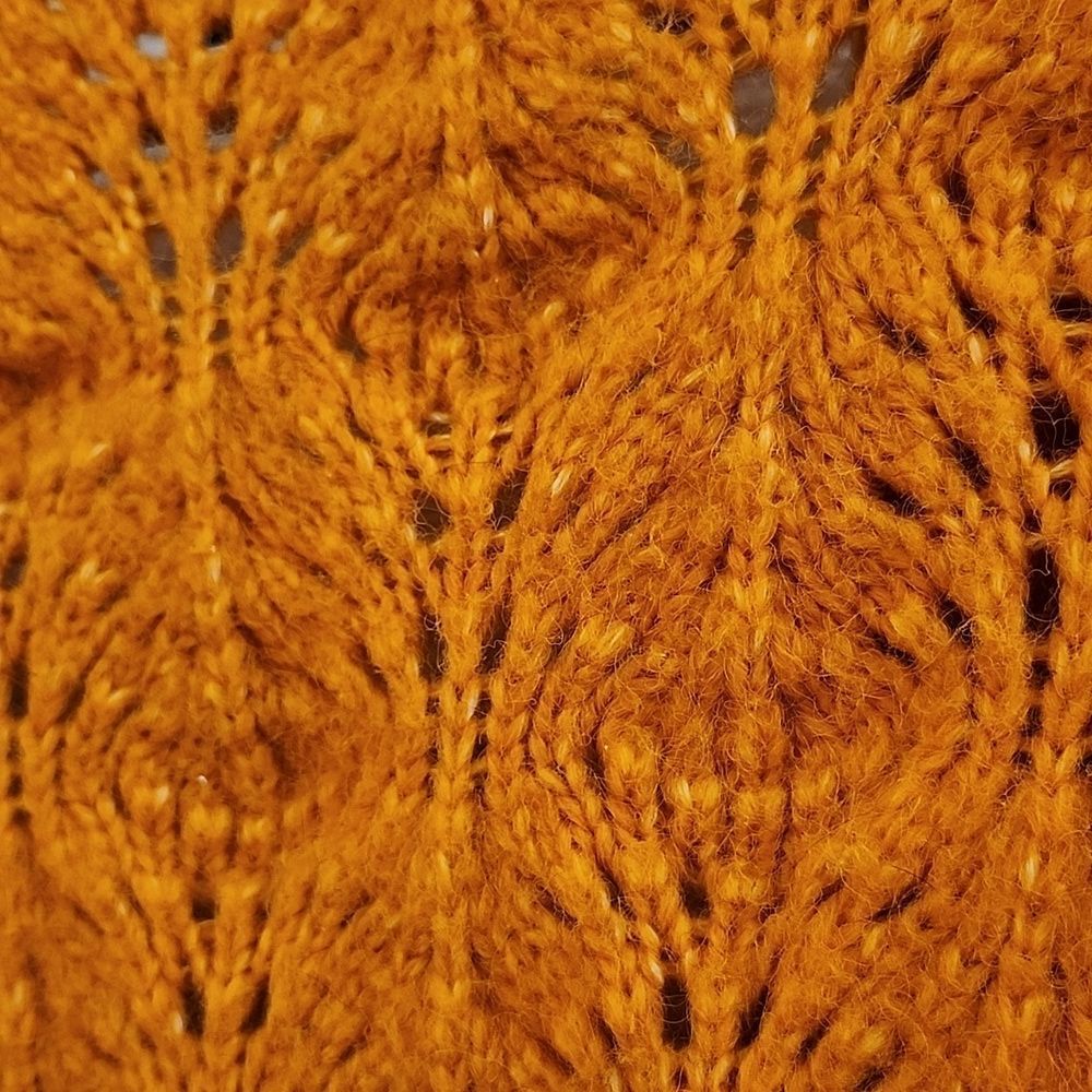 LEA & VIOLA Women's Orange Open Front Knit Cardigan Fall Crochet Sweater Medium - Picture 5 of 8